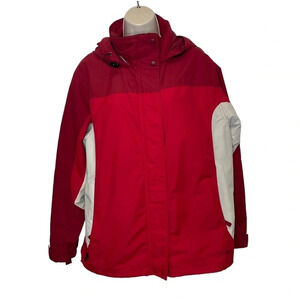 L.L. Bean women’s rain jacket shell lightweight two toned red